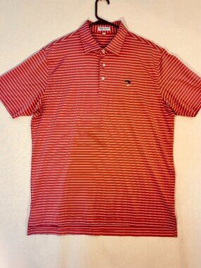 Peter Millar Summer Comfort Polo Men L Jupiter Hills Club Golf Red Stripe